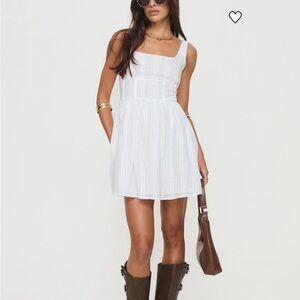 Princess Polly White Square-Neck Mini Dress